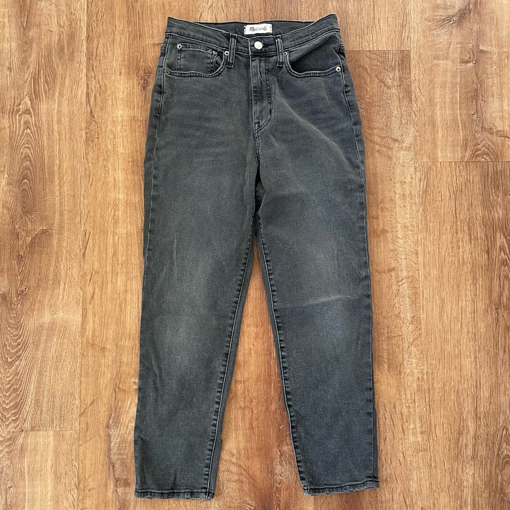 Madewell Momjean in gray black Dunstable Wash: Comfort Stretch Edition sz 27